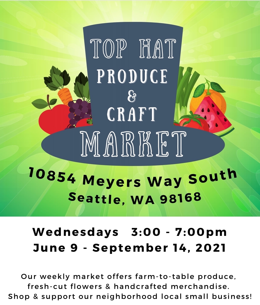 New Top Hat Produce Craft Market is growing and bringing locally sourced even closer to White Center. Westside Seattle